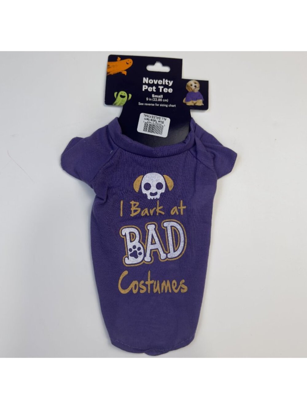 Novelty Pet Halloween Tee Small "I Bark At Bad Costumes" Purple Dog Costume NEW